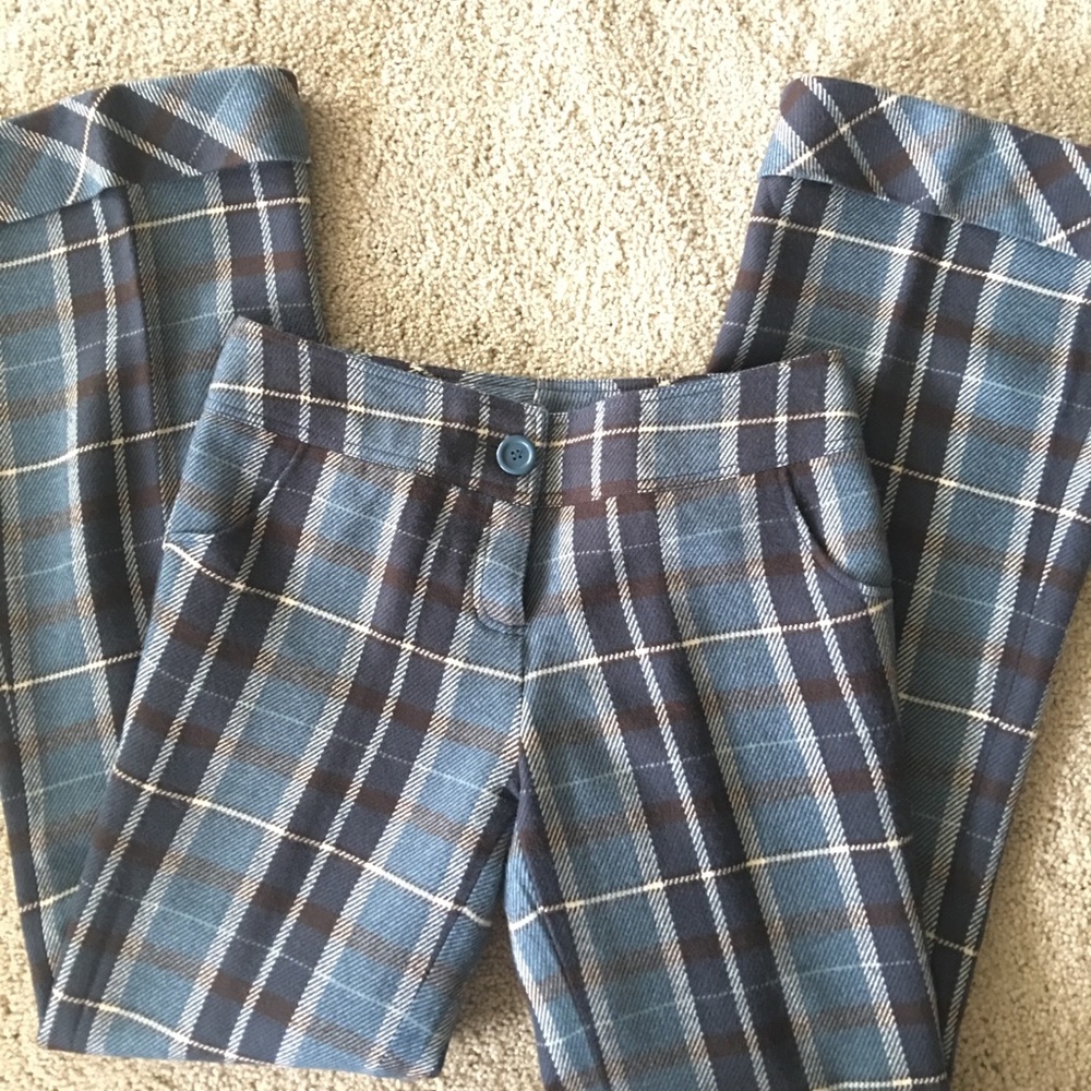 Plaid cuffed wool blend pants Sz 4